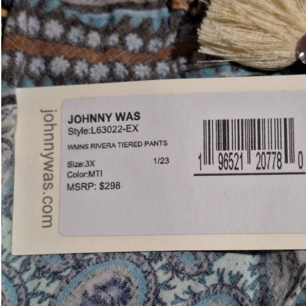 Johnny Was Riviera Tiered Pants Women's 3X Bohemian Hippie California Floral - Picture 5 of 12